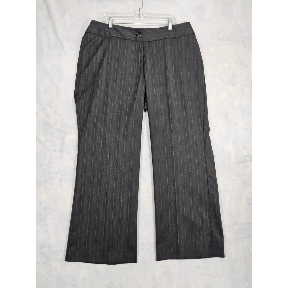 Lane Bryant Dress Pants Women 18 Pinstripe Stretch Wide Leg Gray‎ Office Slacks